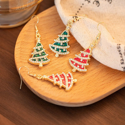 Rhinestone Christmas Tree Earrings – Elegant Holiday Jewelry for Women - STAR8S