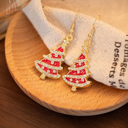 Rhinestone Christmas Tree Earrings – Elegant Holiday Jewelry for Women - STAR8S