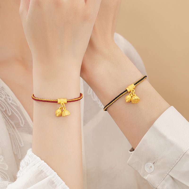 Romantic & Blessed Red String Bracelet: Lotus Agate 925 Silver Good Luck | STAR8S