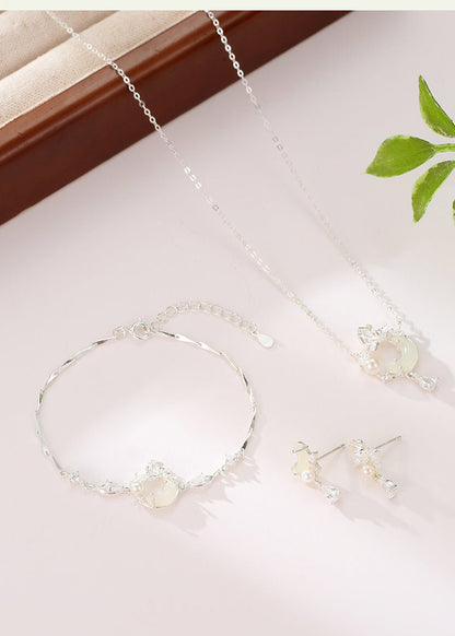 Romantic Jade Stone Pendants - 925 Silver Hetian Moon Lotus Necklace | STAR8S