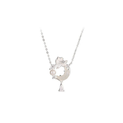 Romantic Jade Stone Pendants - 925 Silver Hetian Moon Lotus Necklace | STAR8S