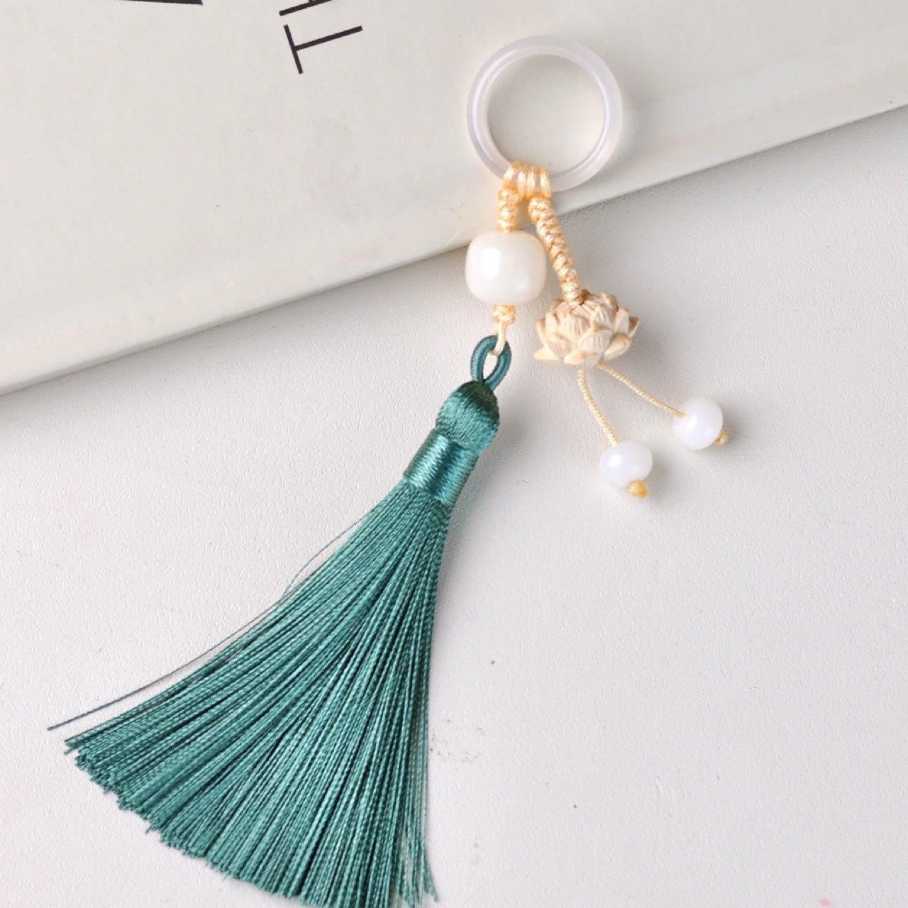 Ruyi Tassel Keychain with Bodhi Carving & Lotus Design – Elegant & Spiritual Accessory - STAR8S