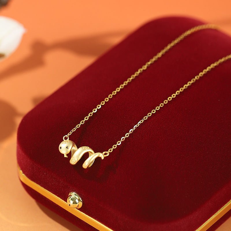 S925 Pure Silver Snake Zodiac Necklace - Prosperity & Good Luck Snake Pendant for Zodiac Year - STAR8S