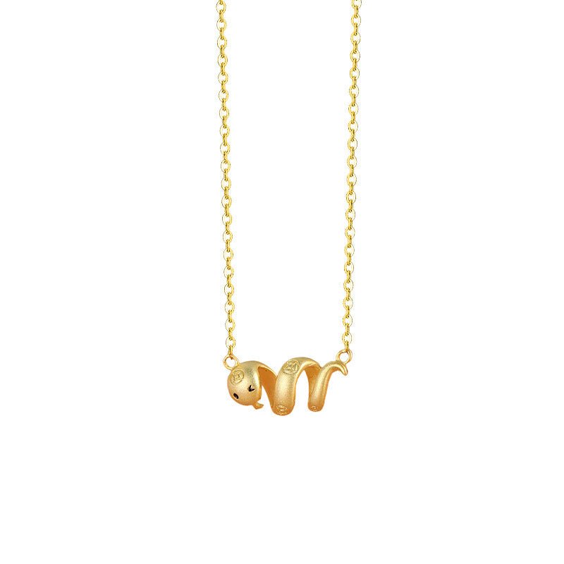 S925 Pure Silver Snake Zodiac Necklace - Prosperity & Good Luck Snake Pendant for Zodiac Year - STAR8S