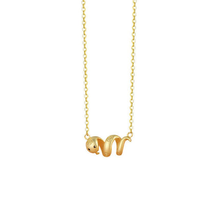 S925 Pure Silver Snake Zodiac Necklace - Prosperity & Good Luck Snake Pendant for Zodiac Year - STAR8S