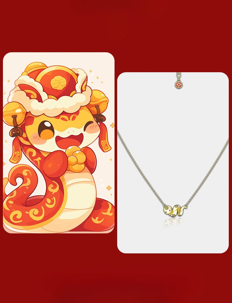 S925 Pure Silver Snake Zodiac Necklace - Prosperity & Good Luck Snake Pendant for Zodiac Year - STAR8S