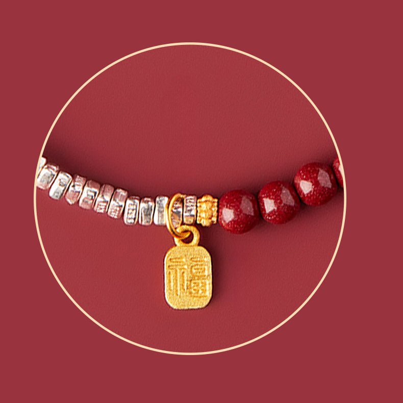 s925 silver bracelet with red sandalwood beads | adjustable women’s silver handcrafted jewelry - star8s