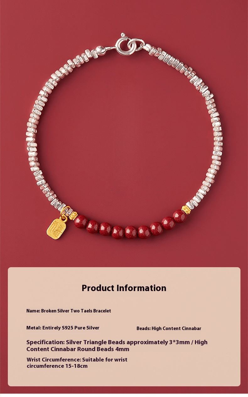 S925 Silver Bracelet with Red Sandalwood Beads | Adjustable Women’s Silver Handcrafted Jewelry - STAR8S