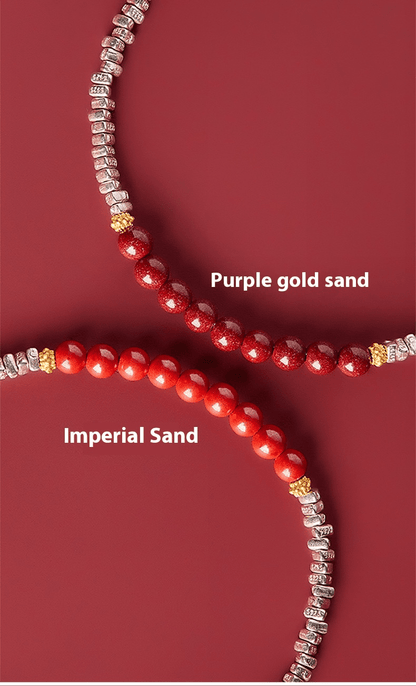 S925 Silver Bracelet with Red Sandalwood Beads | Adjustable Women’s Silver Handcrafted Jewelry - STAR8S