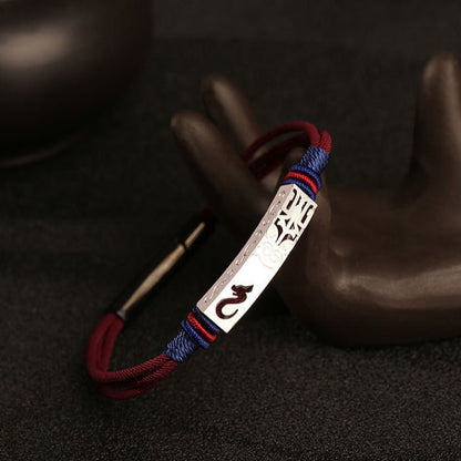 S925 Silver Dragon Style Braided Bracelet | Men's Handwoven Red String Bracelet - STAR8S