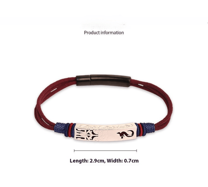 S925 Silver Dragon Style Braided Bracelet | Men's Handwoven Red String Bracelet - STAR8S