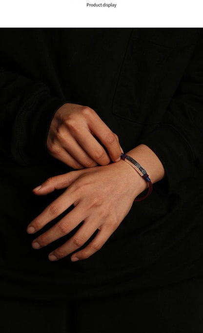 S925 Silver Dragon Style Braided Bracelet | Men's Handwoven Red String Bracelet - STAR8S