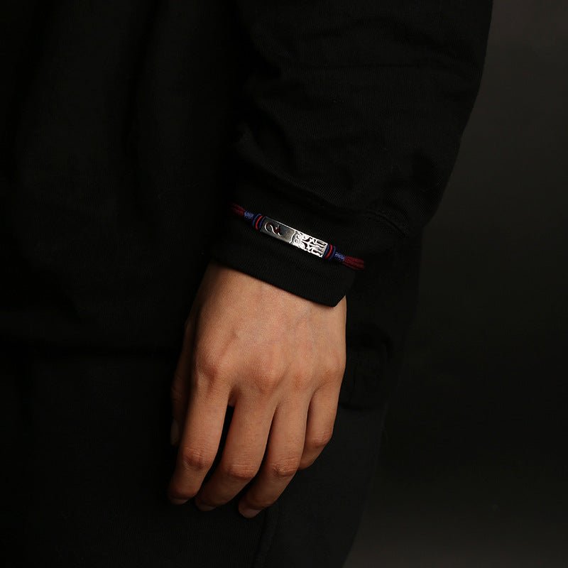 s925 silver dragon style braided bracelet | men's handwoven red string bracelet - star8s