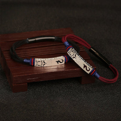 S925 Silver Dragon Style Braided Bracelet | Men's Handwoven Red String Bracelet - STAR8S