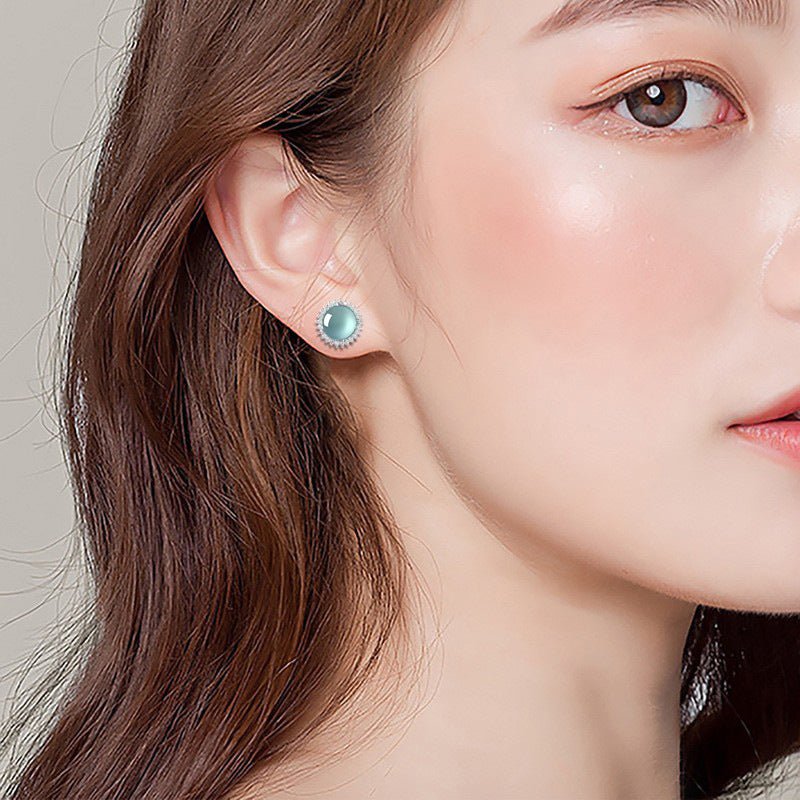 s925 silver inlaid natural jade blue water stud earrings | ice jade earrings for women – high - end fashion jewelry - star8s