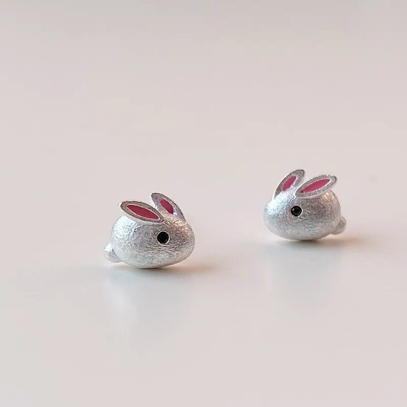 S925 Silver Rabbit Earrings – Cute Minimalist Forest Style Earrings for Girls & Students - STAR8S