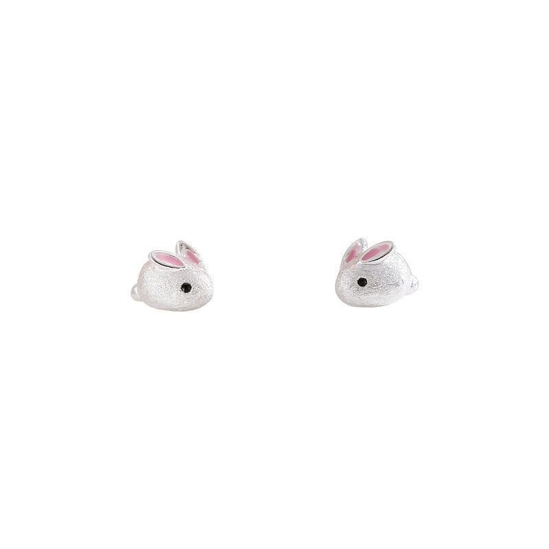 S925 Silver Rabbit Earrings – Cute Minimalist Forest Style Earrings for Girls & Students - STAR8S