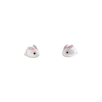 S925 Silver Rabbit Earrings – Cute Minimalist Forest Style Earrings for Girls & Students - STAR8S