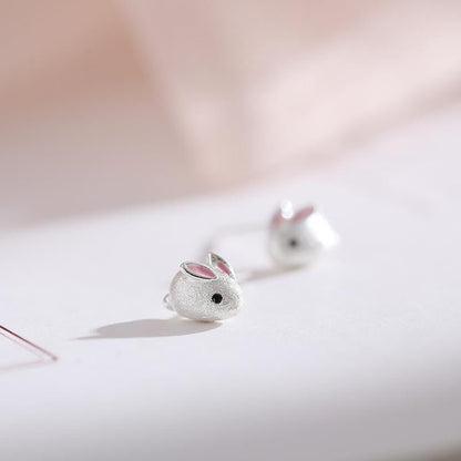 S925 Silver Rabbit Earrings – Cute Minimalist Forest Style Earrings for Girls & Students - STAR8S