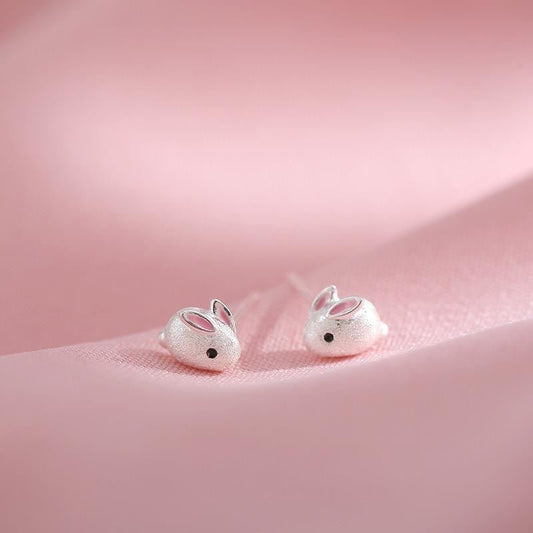 S925 Silver Rabbit Earrings – Cute Minimalist Forest Style Earrings for Girls & Students - STAR8S