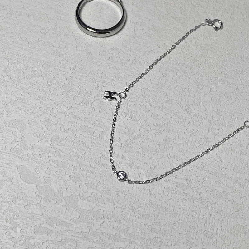 s925 sterling silver 14k gold plated h letter zircon bracelet for women – mini diamond minimalist charm - star8s