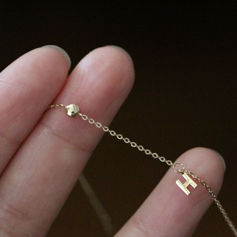 S925 Sterling Silver 14K Gold Plated H Letter Zircon Bracelet for Women – Mini Diamond Minimalist Charm - STAR8S