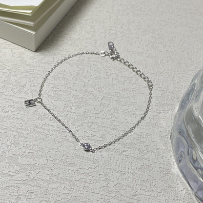 S925 Sterling Silver 14K Gold Plated H Letter Zircon Bracelet for Women – Mini Diamond Minimalist Charm - STAR8S