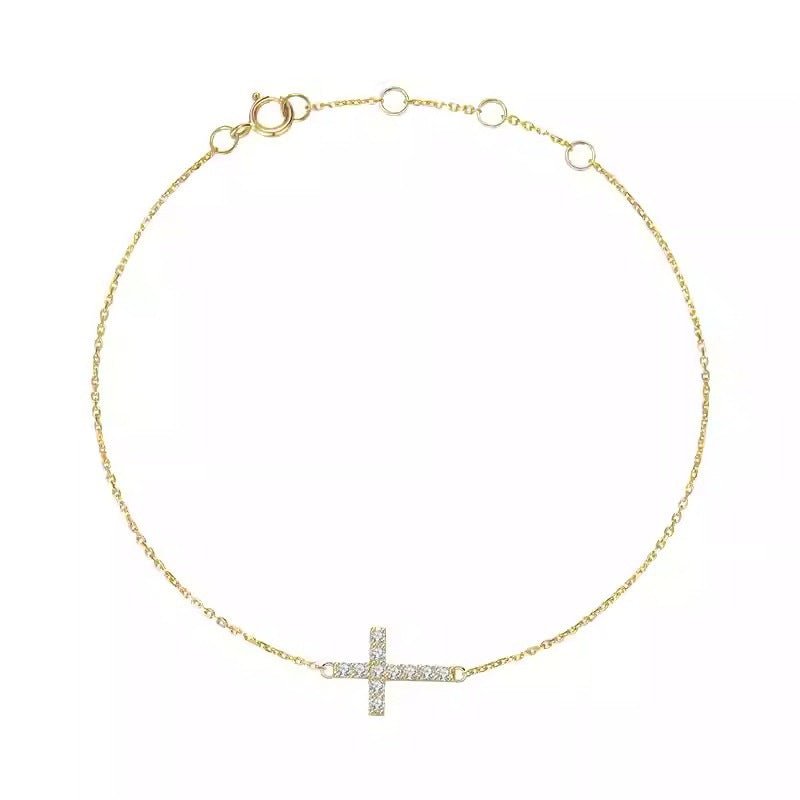 s925 sterling silver 18k gold plated cross bracelet with zircon stones – elegant, versatile, luxury design for women - star8s