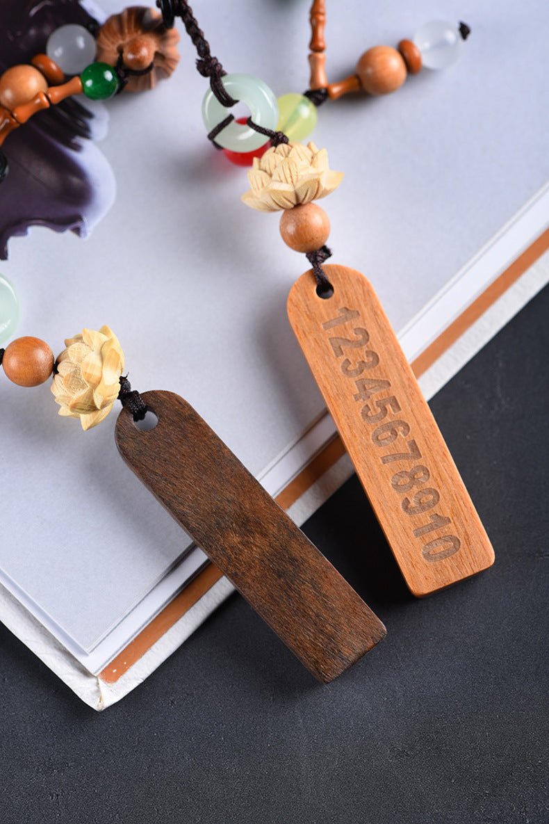 sandalwood & agarwood keychain - peaceful, safe, and joyful wooden car keychain - star8s