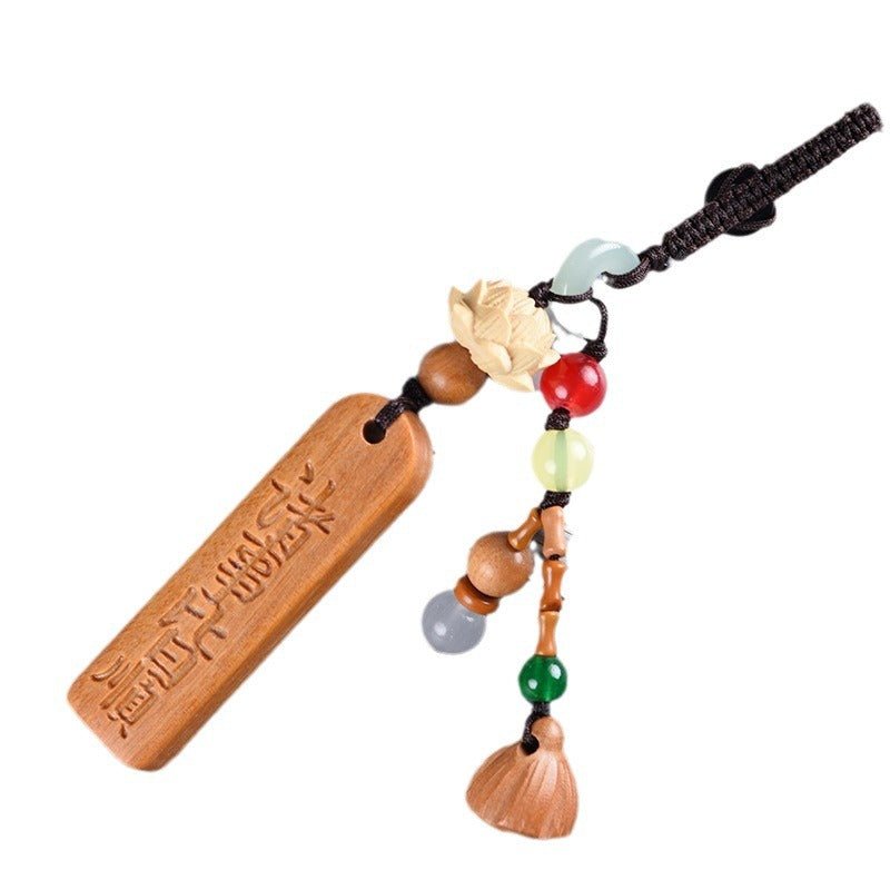 sandalwood & agarwood keychain - peaceful, safe, and joyful wooden car keychain - star8s