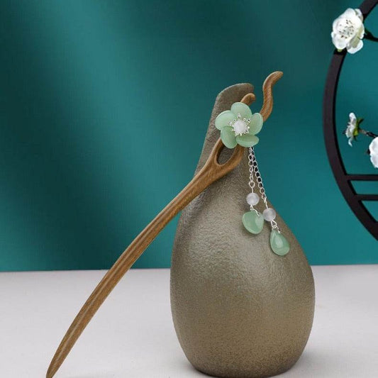 Sandalwood Chinese - style Hairpin, Stylish for Hanfu & Daily Updo - STAR8S