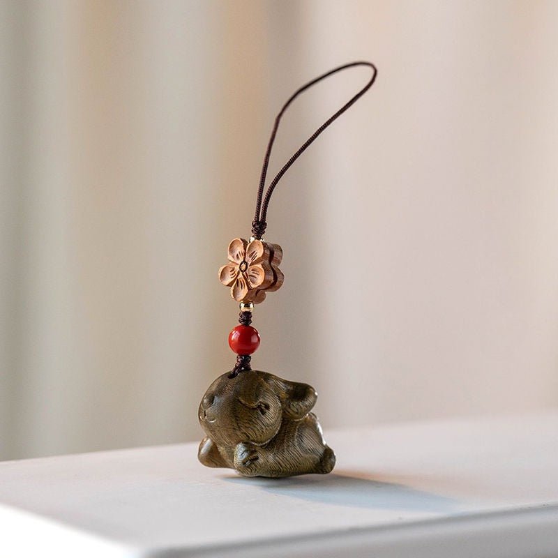 Sandalwood Zodiac Rabbit Keychain | Cute Car Keychain Pendant for Men & Women - STAR8S