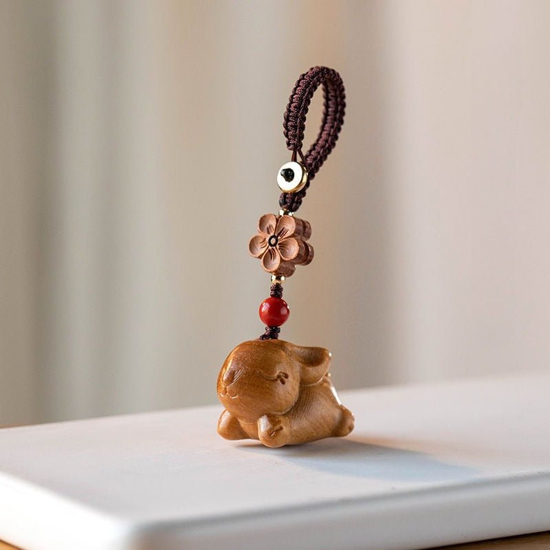 Sandalwood Zodiac Rabbit Keychain | Cute Car Keychain Pendant for Men & Women - STAR8S