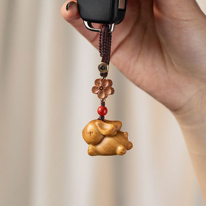 Sandalwood Zodiac Rabbit Keychain | Cute Car Keychain Pendant for Men & Women - STAR8S
