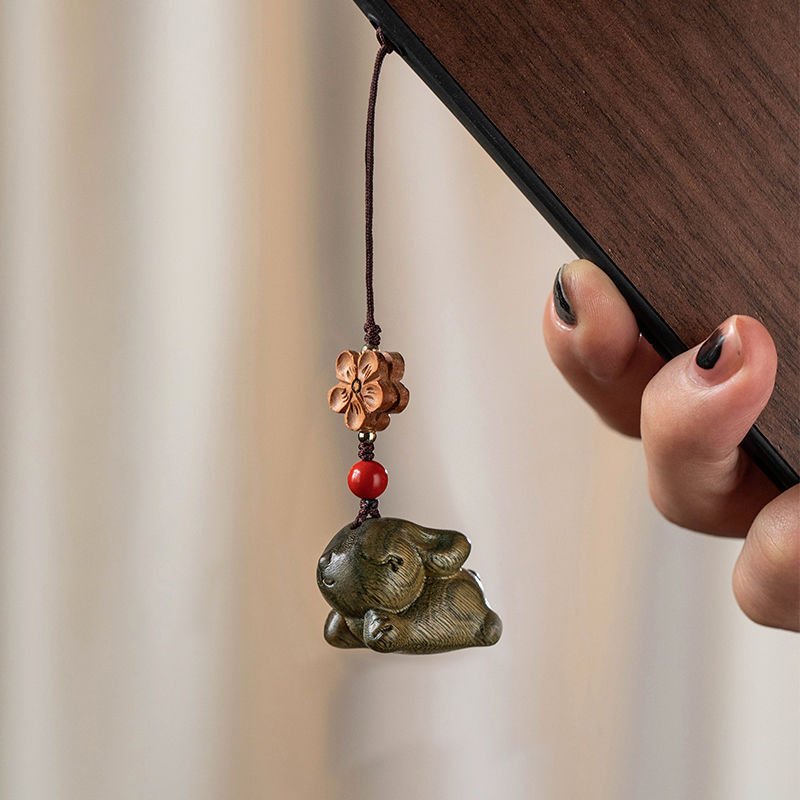 Sandalwood Zodiac Rabbit Keychain | Cute Car Keychain Pendant for Men & Women - STAR8S