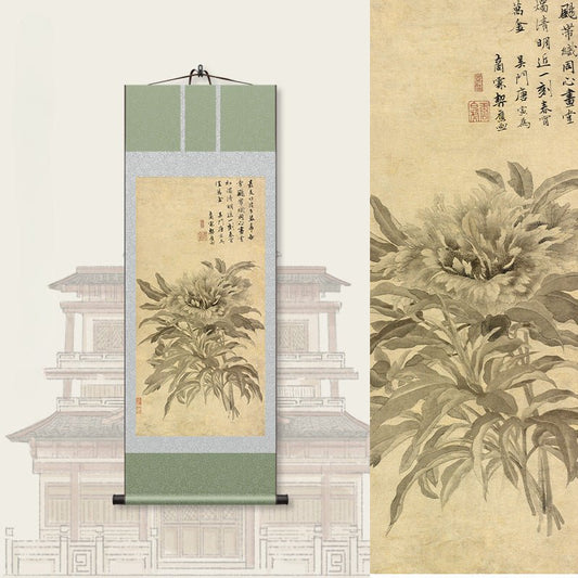 Scroll Painting Chinese: Tang Yin’s Chinese Peony Scroll HD print | STAR8S