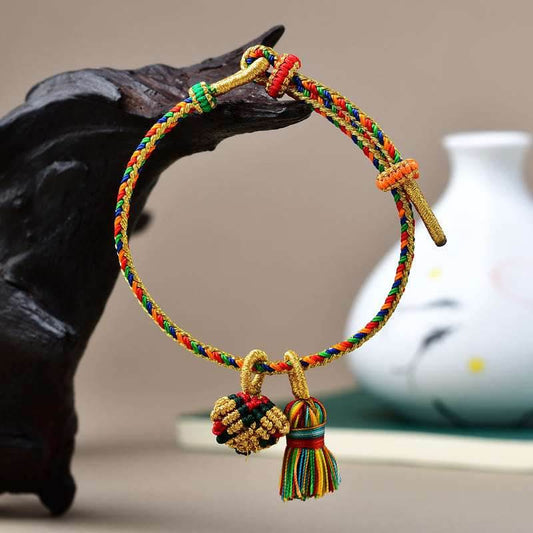 STAR8S Colorful Rope Lucky Hand - made Zongzi Golden Ball Charm Bracelet: Traditional Festival Parent - child Accessory - STAR8S