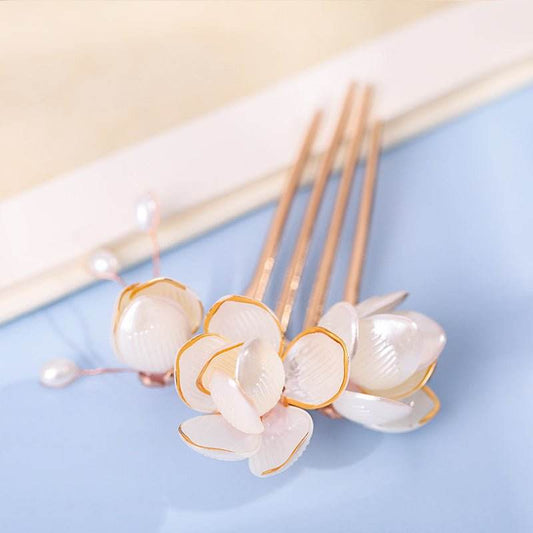 STAR8S Hairpin Vintage Flower Hair Comb - Classic Style Barrette for Women & Girls, Perfect for Cheongsam & Hanfu Styles, Ideal Gift - STAR8S