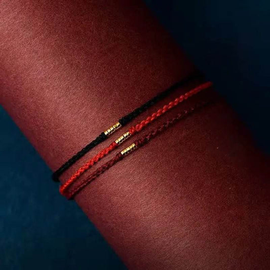 STAR8S Lucky Golden Bead Braided String Bracelet/Anklet: Chinese - style Auspicious Fashion Accessory - STAR8S
