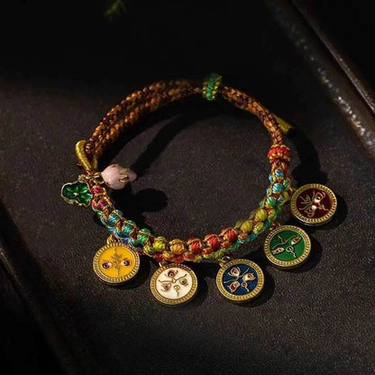 STAR8S Tibetan Colorful Rope Five God Of Wealth Luck Braid Bracelet: Chinese Ethnic - style Wealth Accessory - STAR8S