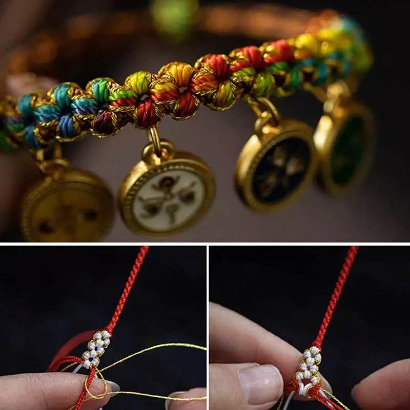star8s tibetan colorful rope five god of wealth luck braid bracelet: chinese ethnic - style wealth accessory - star8s