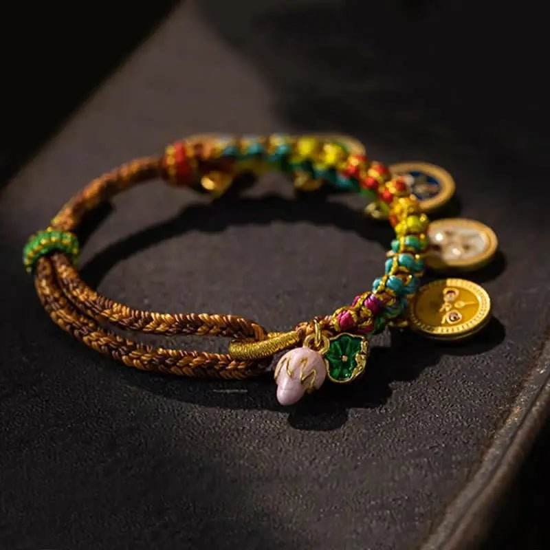 STAR8S Tibetan Colorful Rope Five God Of Wealth Luck Braid Bracelet: Chinese Ethnic - style Wealth Accessory - STAR8S