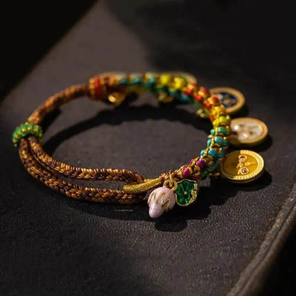 STAR8S Tibetan Colorful Rope Five God Of Wealth Luck Braid Bracelet: Chinese Ethnic - style Wealth Accessory - STAR8S