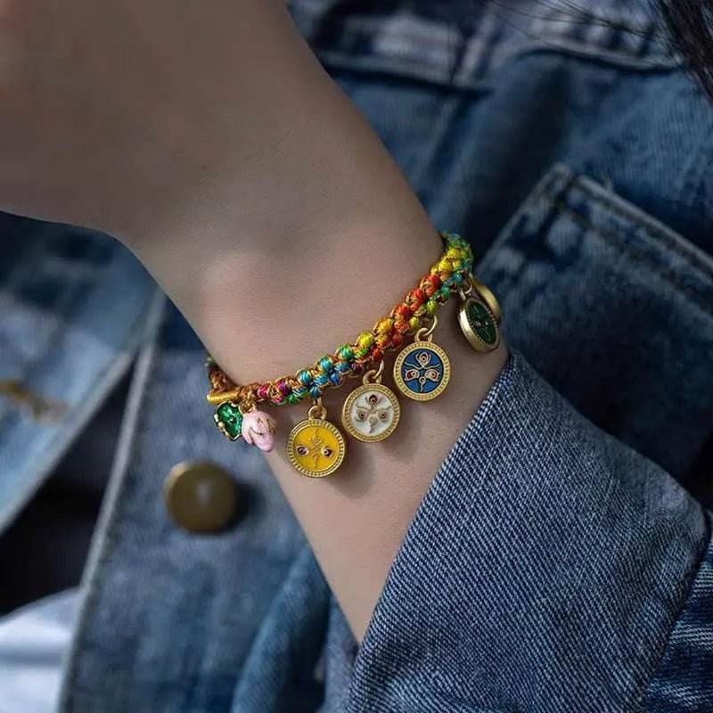 STAR8S Tibetan Colorful Rope Five God Of Wealth Luck Braid Bracelet: Chinese Ethnic - style Wealth Accessory - STAR8S