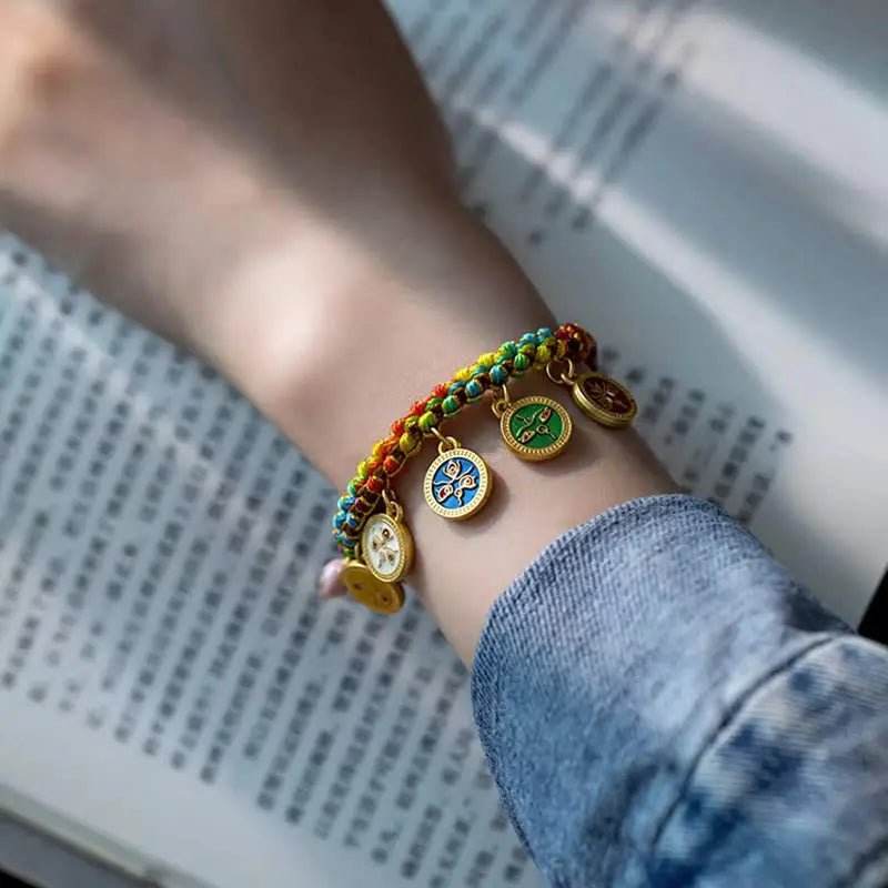STAR8S Tibetan Colorful Rope Five God Of Wealth Luck Braid Bracelet: Chinese Ethnic - style Wealth Accessory - STAR8S