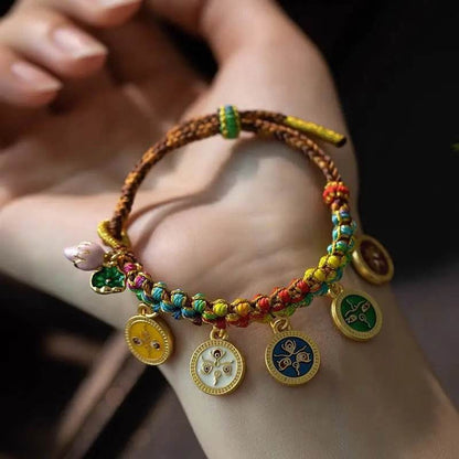 STAR8S Tibetan Colorful Rope Five God Of Wealth Luck Braid Bracelet: Chinese Ethnic - style Wealth Accessory - STAR8S