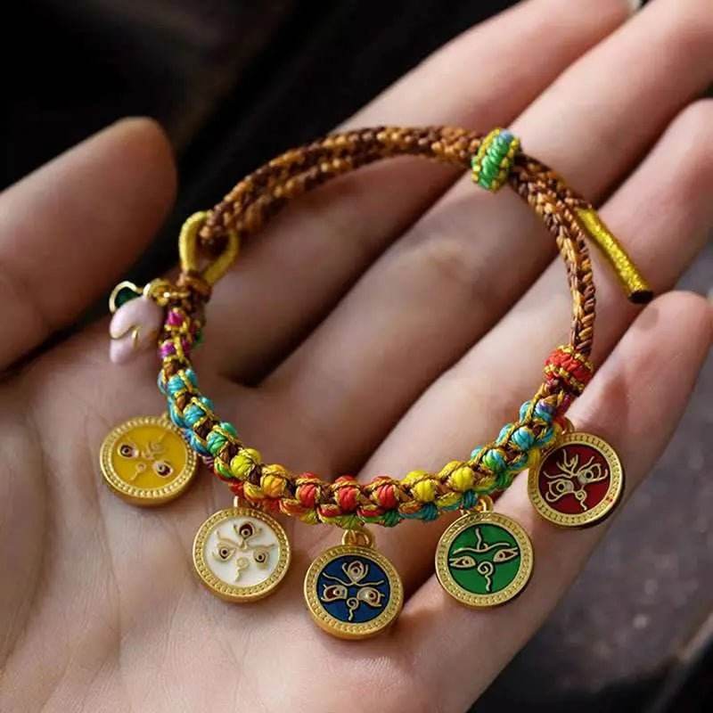 star8s tibetan colorful rope five god of wealth luck braid bracelet: chinese ethnic - style wealth accessory - star8s