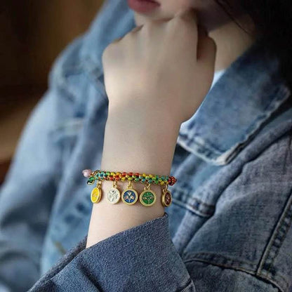 STAR8S Tibetan Colorful Rope Five God Of Wealth Luck Braid Bracelet: Chinese Ethnic - style Wealth Accessory - STAR8S