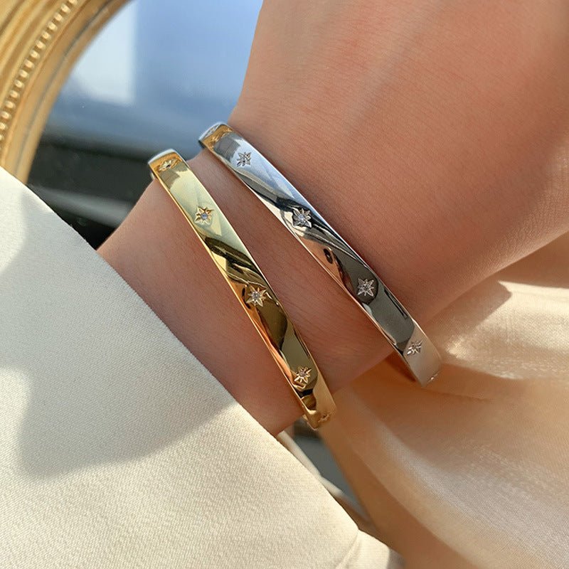 Starry Wide Open Cuff Bracelet for Women – Chic, Elegant, Luxury Metal Bracelet - STAR8S