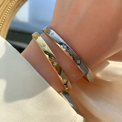 Starry Wide Open Cuff Bracelet for Women – Chic, Elegant, Luxury Metal Bracelet - STAR8S